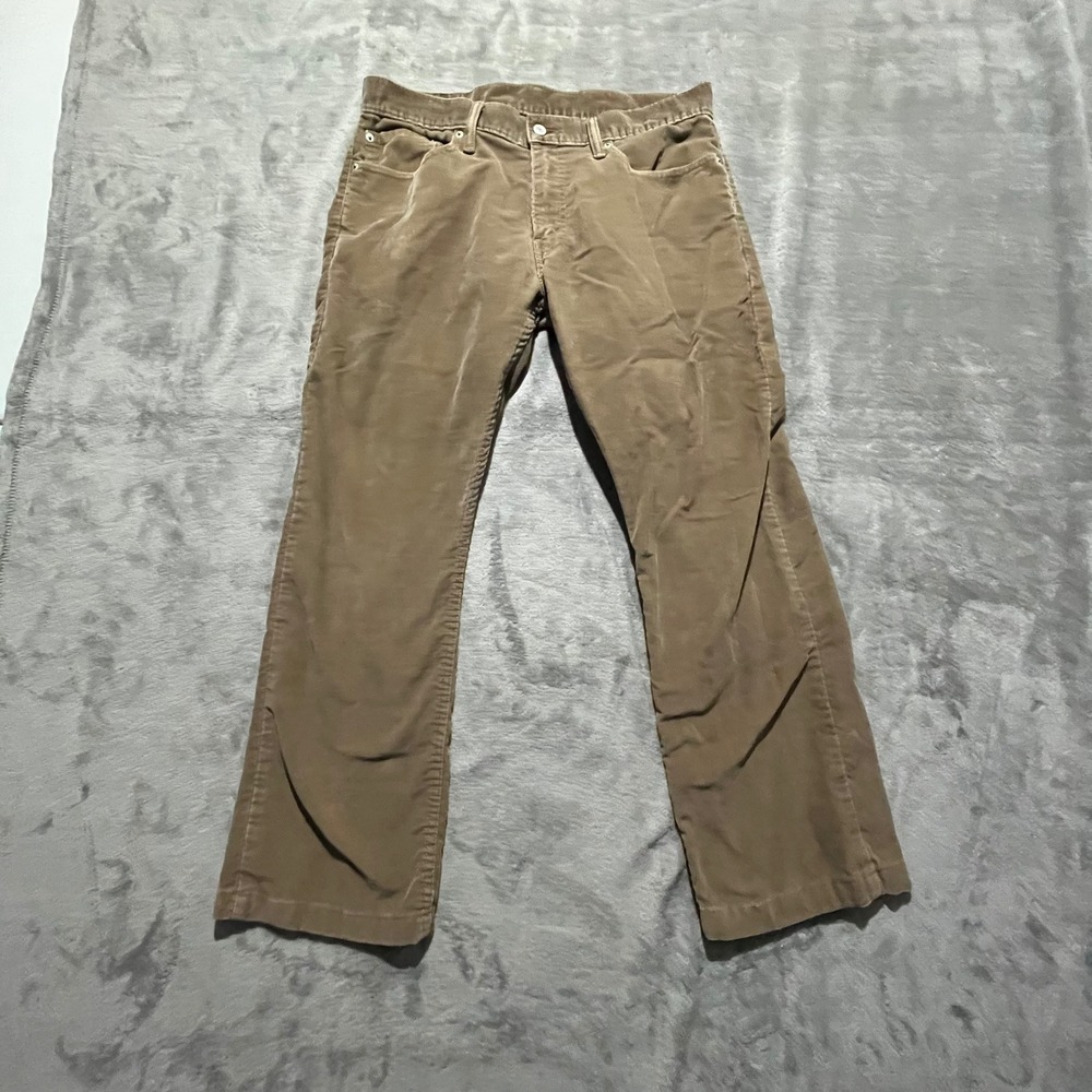 Levi's 514 Corduroy Pants Mens 34x34 (Meas. 34x28) Tan Brown Straight 00514-0376